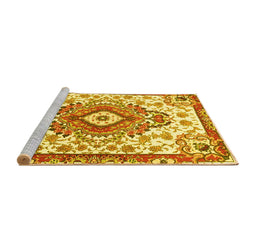 Sideview of Machine Washable Persian Yellow Traditional Rug, wshtr4741yw