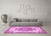Machine Washable Persian Purple Traditional Area Rugs in a Living Room, wshtr4741pur