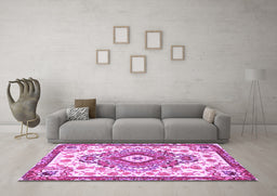 Machine Washable Persian Purple Traditional Area Rugs in a Living Room, wshtr4741pur