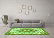 Machine Washable Persian Green Traditional Area Rugs in a Living Room,, wshtr4741grn