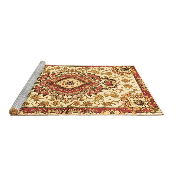 Sideview of Machine Washable Persian Brown Traditional Rug, wshtr4741brn