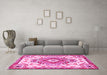 Machine Washable Persian Pink Traditional Rug in a Living Room, wshtr4741pnk