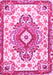 Machine Washable Persian Pink Traditional Rug, wshtr4741pnk