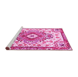 Sideview of Machine Washable Persian Pink Traditional Rug, wshtr4741pnk