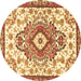 Round Machine Washable Persian Brown Traditional Rug, wshtr4741brn