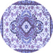 Round Machine Washable Persian Blue Traditional Rug, wshtr4741blu