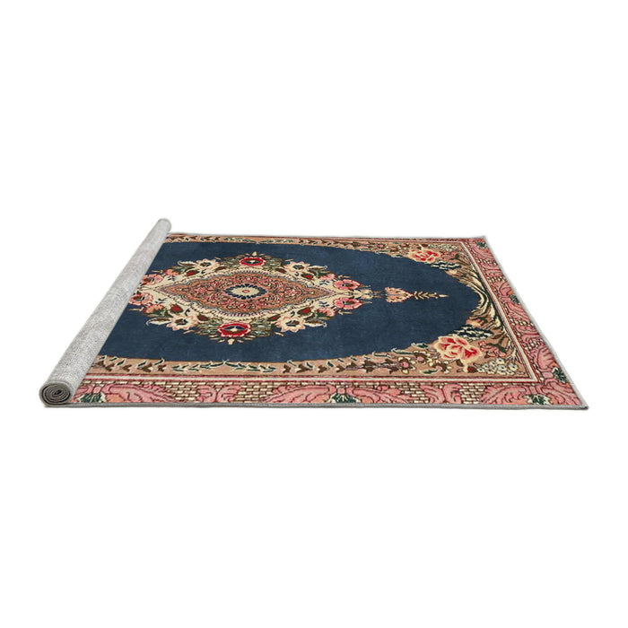 Sideview of Machine Washable Traditional Light Copper Gold Rug, wshtr4742