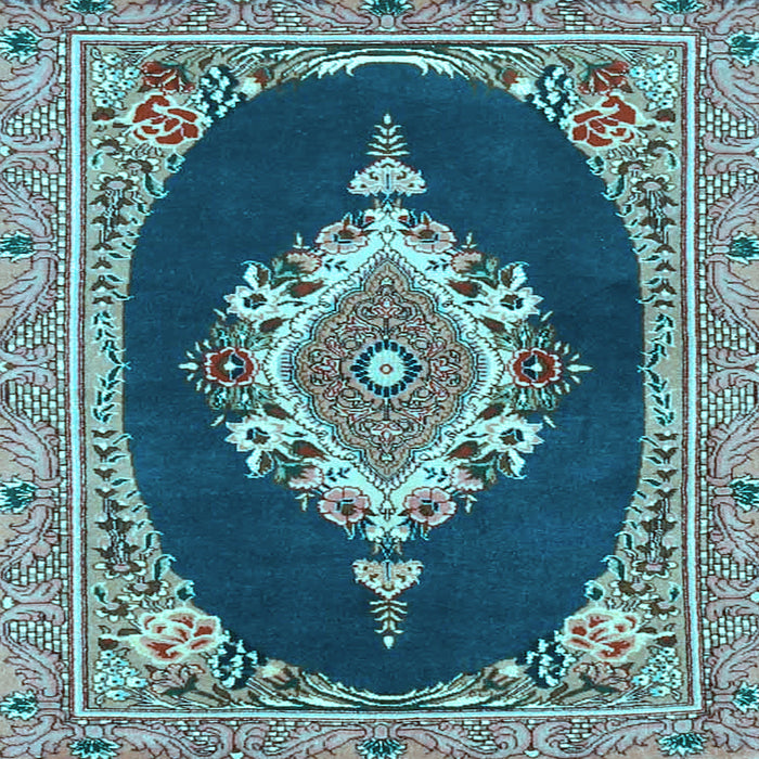 Square Machine Washable Persian Light Blue Traditional Rug, wshtr4742lblu