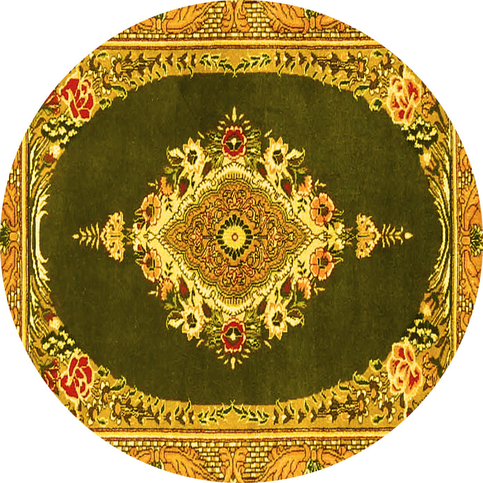 Round Persian Yellow Traditional Rug, tr4742yw