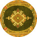 Round Persian Yellow Traditional Rug, tr4742yw