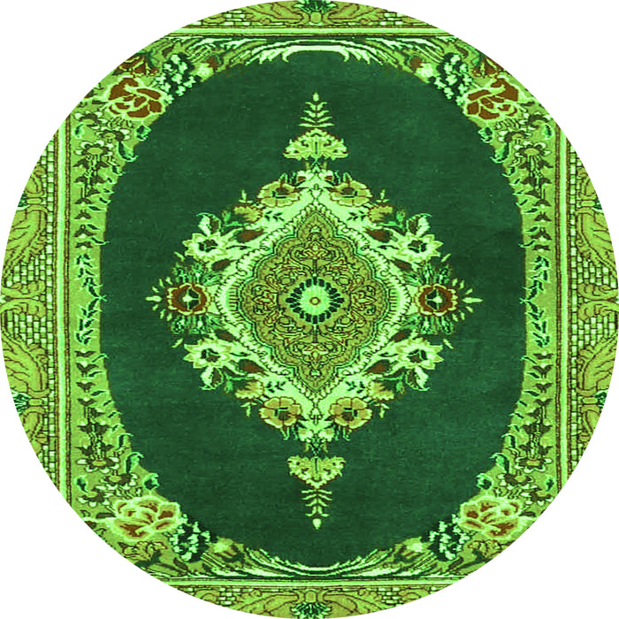 Square Persian Green Traditional Rug, tr4742grn