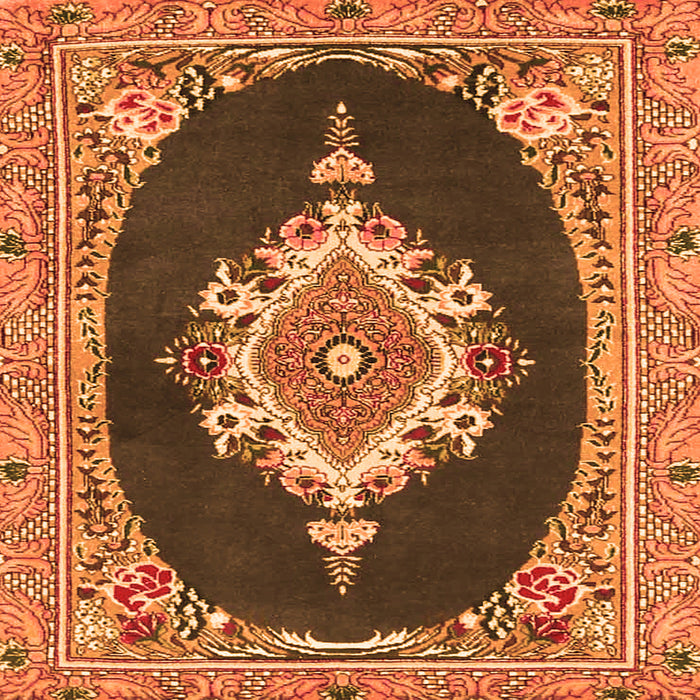 Round Machine Washable Persian Orange Traditional Area Rugs, wshtr4742org