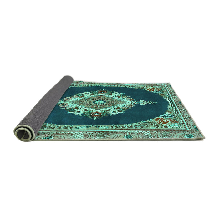Sideview of Persian Turquoise Traditional Rug, tr4742turq