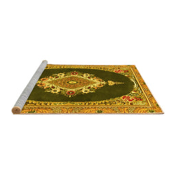 Sideview of Machine Washable Persian Yellow Traditional Rug, wshtr4742yw