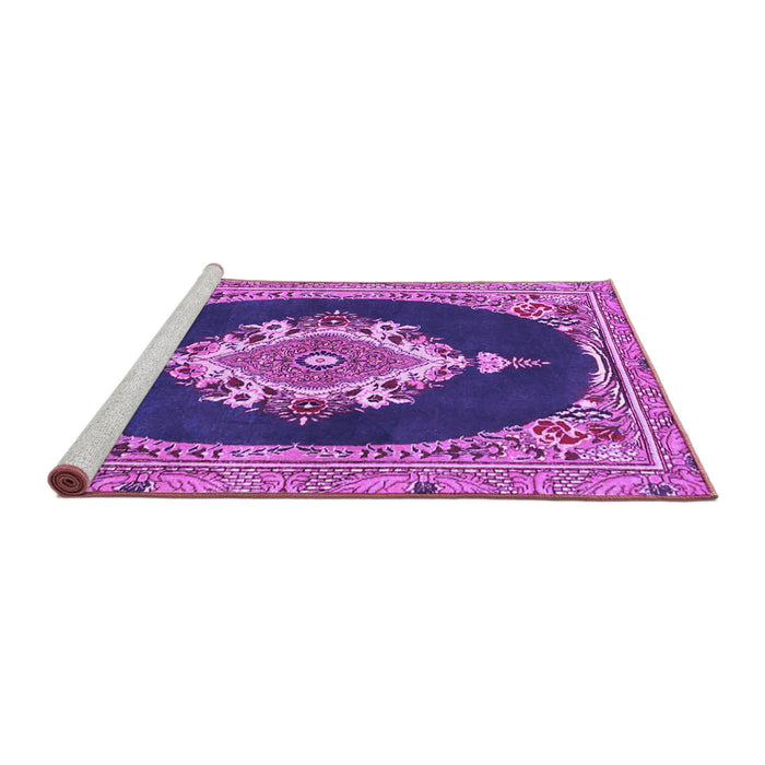 Sideview of Machine Washable Persian Purple Traditional Area Rugs, wshtr4742pur