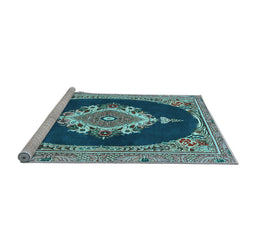 Sideview of Machine Washable Persian Light Blue Traditional Rug, wshtr4742lblu