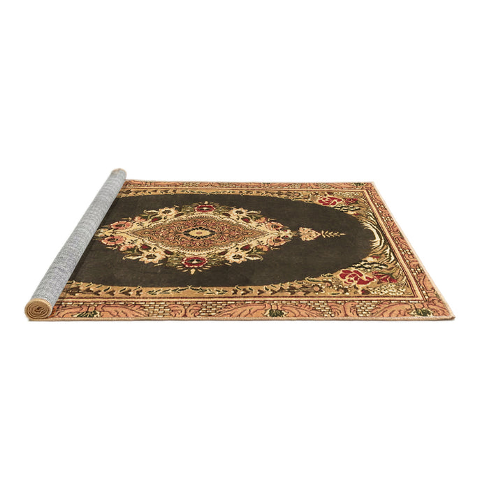 Sideview of Machine Washable Persian Brown Traditional Rug, wshtr4742brn