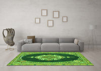 Machine Washable Persian Green Traditional Rug, wshtr4742grn