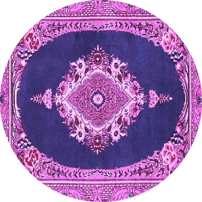 Round Machine Washable Persian Purple Traditional Area Rugs, wshtr4742pur