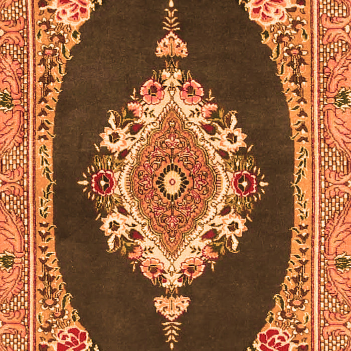 Serging Thickness of Machine Washable Persian Orange Traditional Area Rugs, wshtr4742org