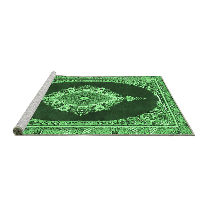 Sideview of Machine Washable Persian Emerald Green Traditional Area Rugs, wshtr4742emgrn