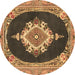 Round Persian Brown Traditional Rug, tr4742brn