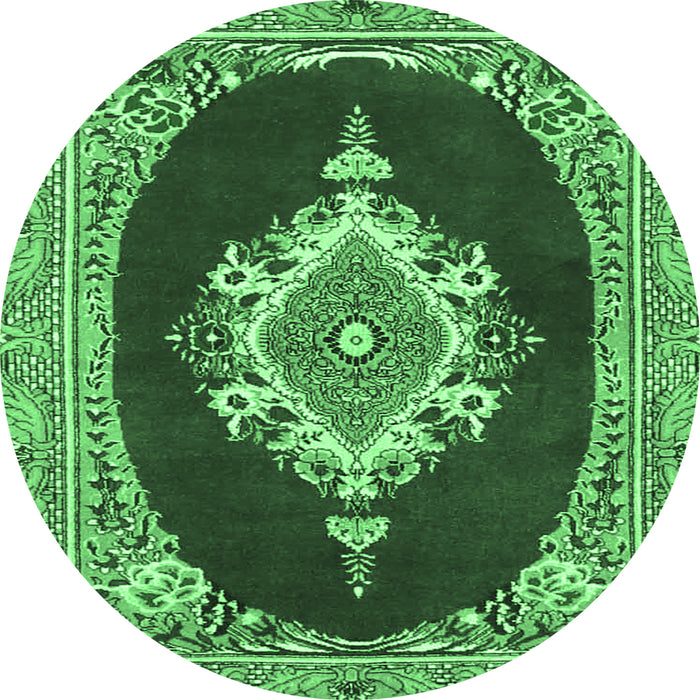 Round Persian Emerald Green Traditional Rug, tr4742emgrn