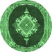 Round Persian Emerald Green Traditional Rug, tr4742emgrn