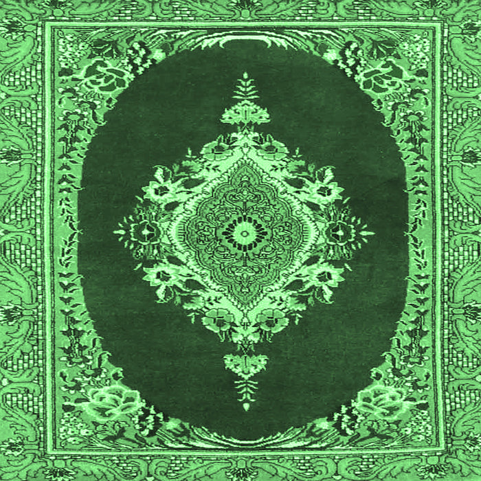 Square Machine Washable Persian Emerald Green Traditional Area Rugs, wshtr4742emgrn