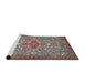 Sideview of Machine Washable Traditional Brown Red Rug, wshtr4743