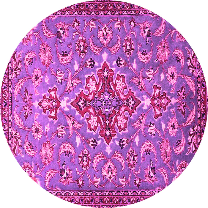 Round Machine Washable Persian Pink Traditional Rug, wshtr4743pnk