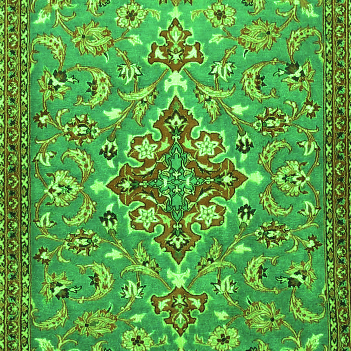 Serging Thickness of Machine Washable Persian Green Traditional Area Rugs, wshtr4743grn