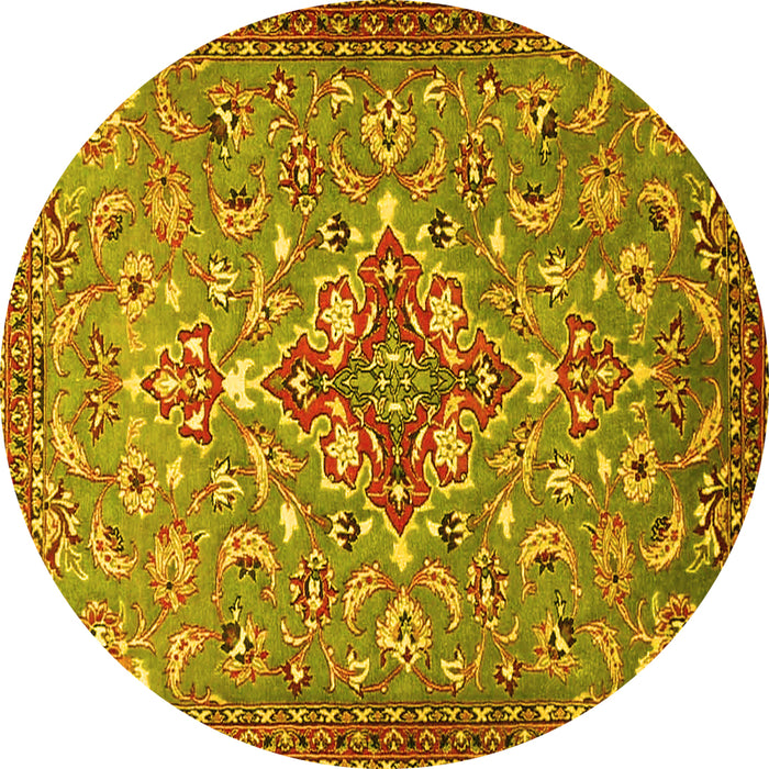 Round Persian Yellow Traditional Rug, tr4743yw