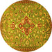 Round Persian Yellow Traditional Rug, tr4743yw