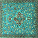 Square Persian Turquoise Traditional Rug, tr4743turq