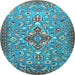 Round Persian Light Blue Traditional Rug, tr4743lblu