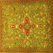 Square Machine Washable Persian Yellow Traditional Rug, wshtr4743yw