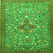 Round Machine Washable Persian Green Traditional Area Rugs, wshtr4743grn