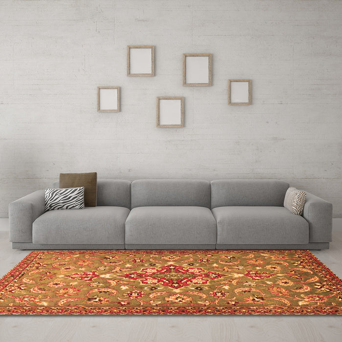 Machine Washable Persian Orange Traditional Area Rugs in a Living Room, wshtr4743org