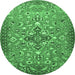 Round Persian Emerald Green Traditional Rug, tr4743emgrn