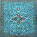 Square Machine Washable Persian Light Blue Traditional Rug, wshtr4743lblu