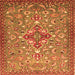 Round Machine Washable Persian Orange Traditional Area Rugs, wshtr4743org