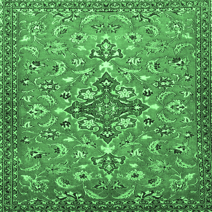 Square Machine Washable Persian Emerald Green Traditional Area Rugs, wshtr4743emgrn