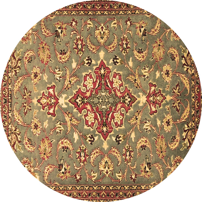 Round Persian Brown Traditional Rug, tr4743brn
