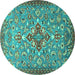 Round Persian Turquoise Traditional Rug, tr4743turq