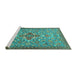 Sideview of Machine Washable Persian Turquoise Traditional Area Rugs, wshtr4743turq