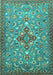 Machine Washable Persian Turquoise Traditional Area Rugs, wshtr4743turq