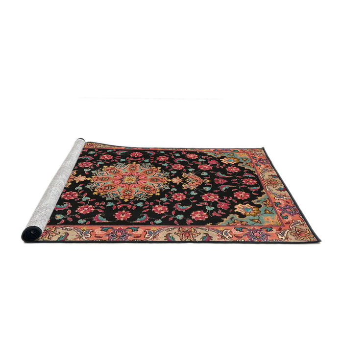 Sideview of Machine Washable Traditional Orange Salmon Pink Rug, wshtr4744