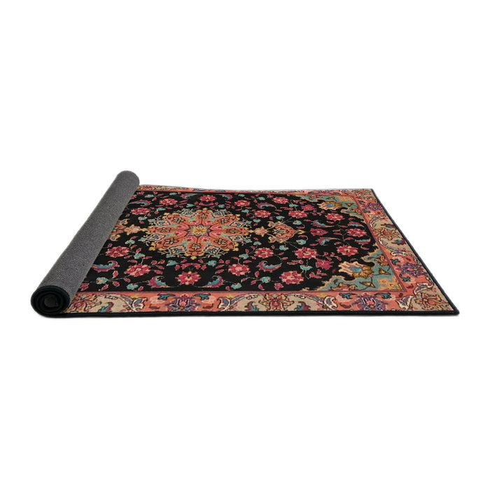 Sideview of Traditional Orange Salmon Pink Medallion Rug, tr4744
