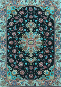 Medallion Light Blue Traditional Rug, tr4744lblu